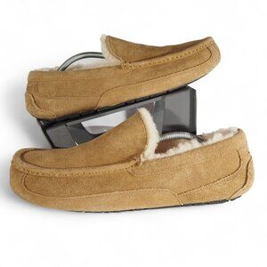 UGG Ascot Suede Wool Lined Hard Bottom Slippers Men's 12 Chestnut Brown 1101110